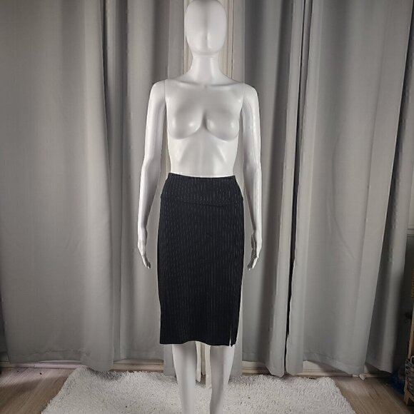 Worthington Women's Black, Gray Striped Stretchy, Side Slit Pencil Skirt Size XL - Picture 1 of 10